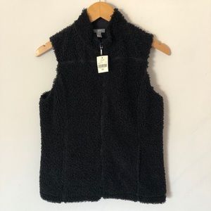 NWT J. Jill Fleece Sherpa Vest Black XS
